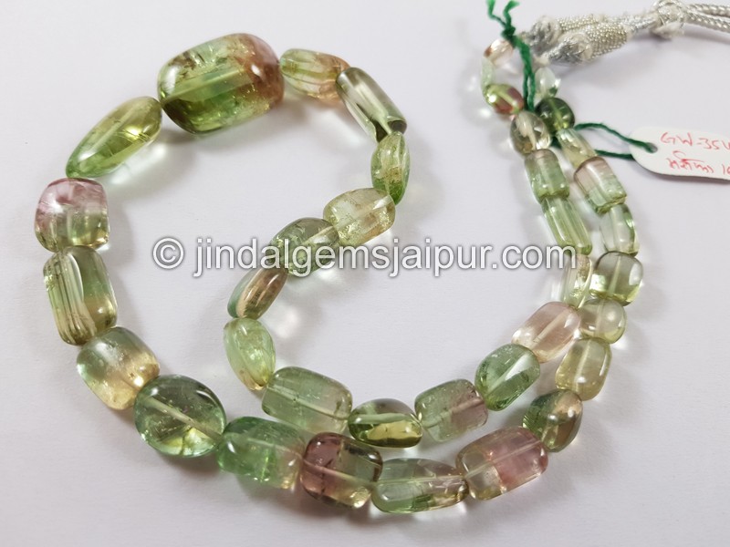 Bi Colour Tourmaline Smooth Nugget Beads
